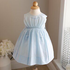 RARE Blue Smocked Sundress Size 6 Months Vintage Feltman Brothers NWOT